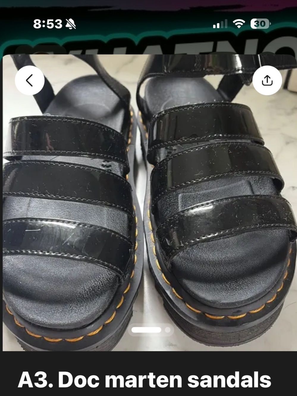 Dr. Martens women Black Patent Platform sandals size 8